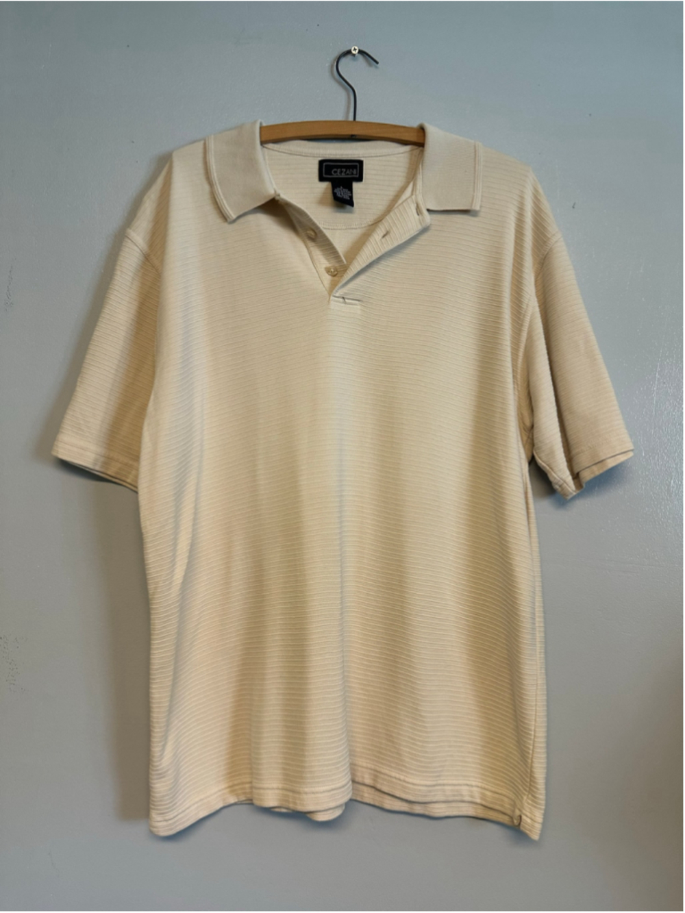 Cezani Silk Cotton Blend Polo Shirt Size Large Beige